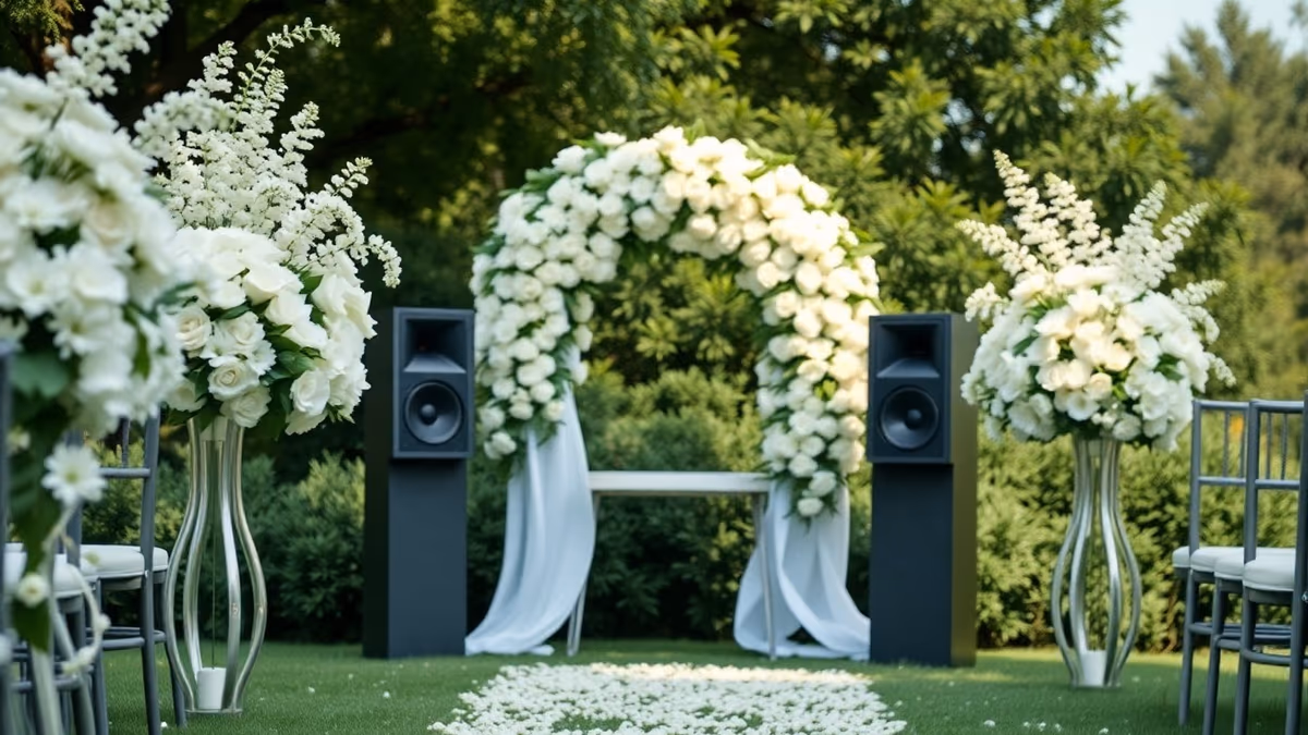 Audio profesional en ceremonia de boda al aire libre