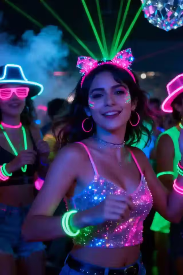 Fiesta glow con luz UV, neón y pintura fluorescente en salón CDMX
