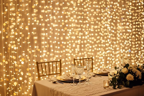 Cascada LED como fondo fotográfico en boda